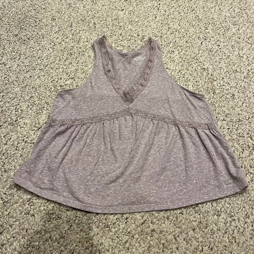 Hollister Babydoll Lace Trim Tank Top Sz S Lavender Y2K Coquette
